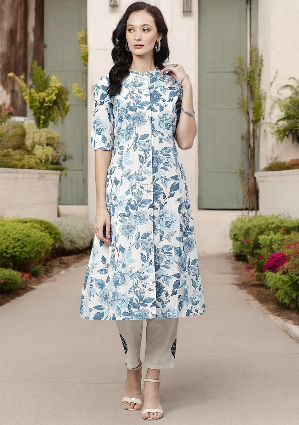 Floral Print Cotton Kurta