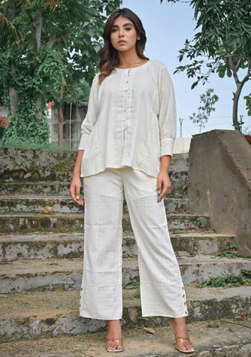 Cotton Dobby Ivory Co-ord Set