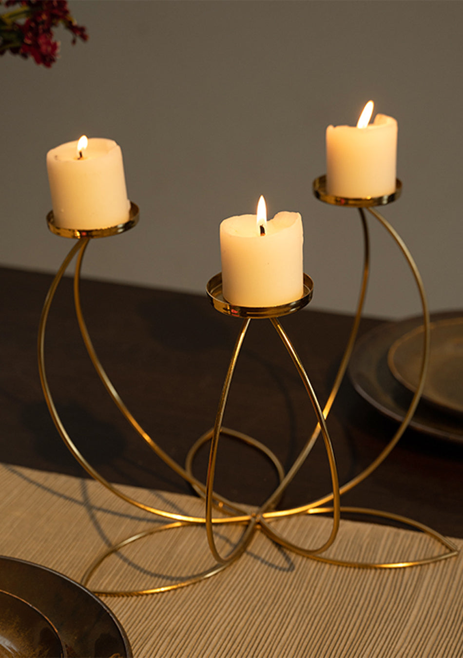 Gold Clover Candle Stand