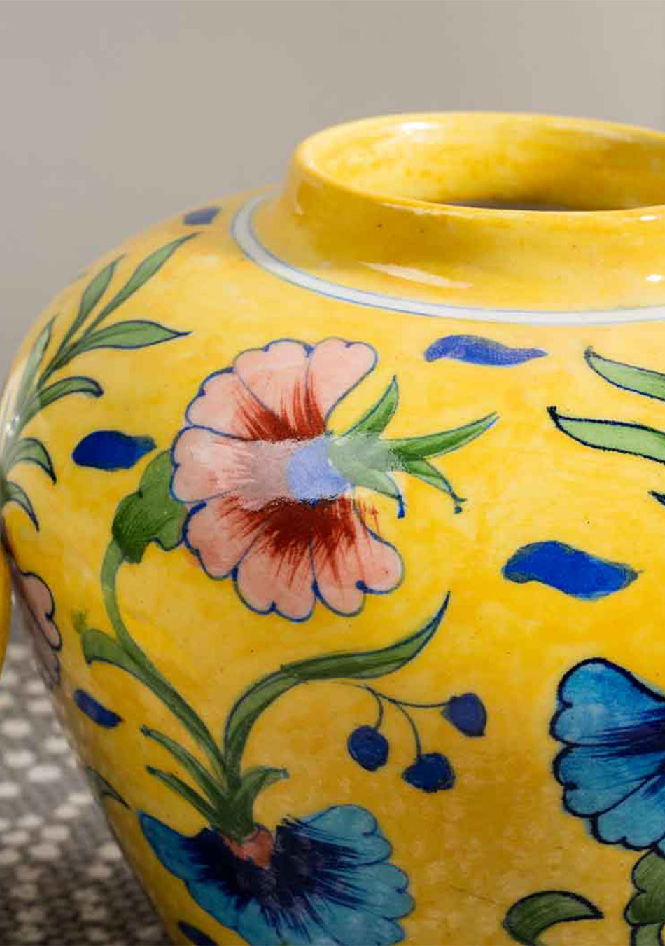 Blue Pottery Yellow Jar