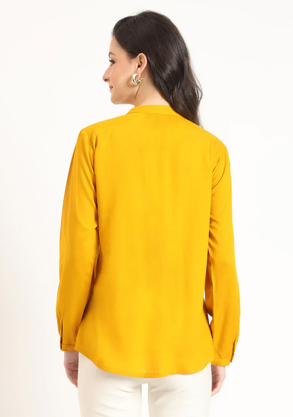 Mustard Solid Pintex Top