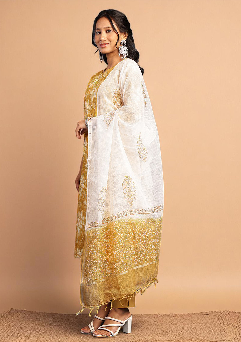 Golden Marigold SUIT SET WITH KOTA DUPATTA
