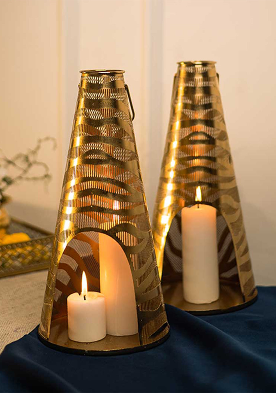 Gold Tiger Striped Lanterns