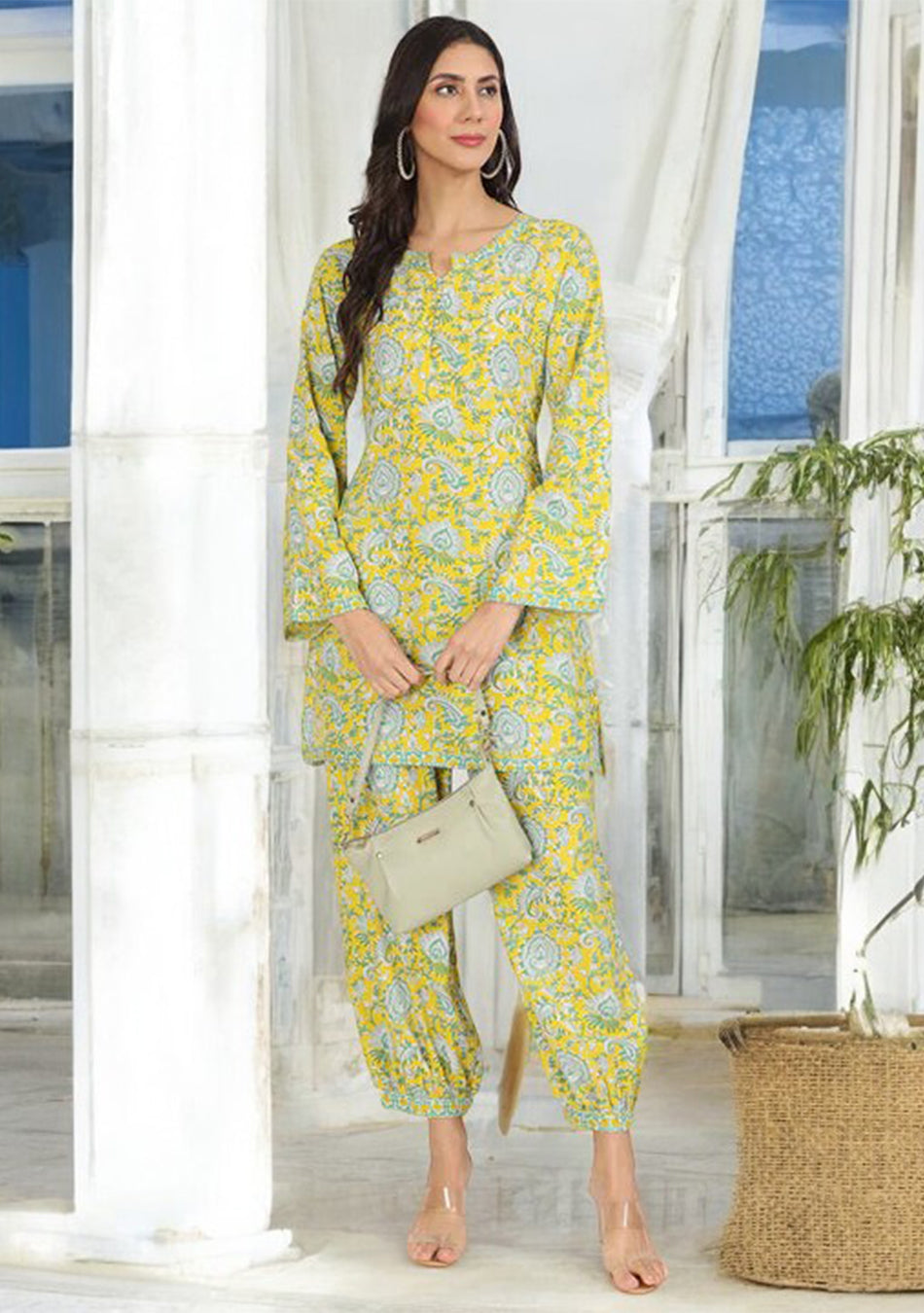 Mustard Floral Print Rayon Co-ord set