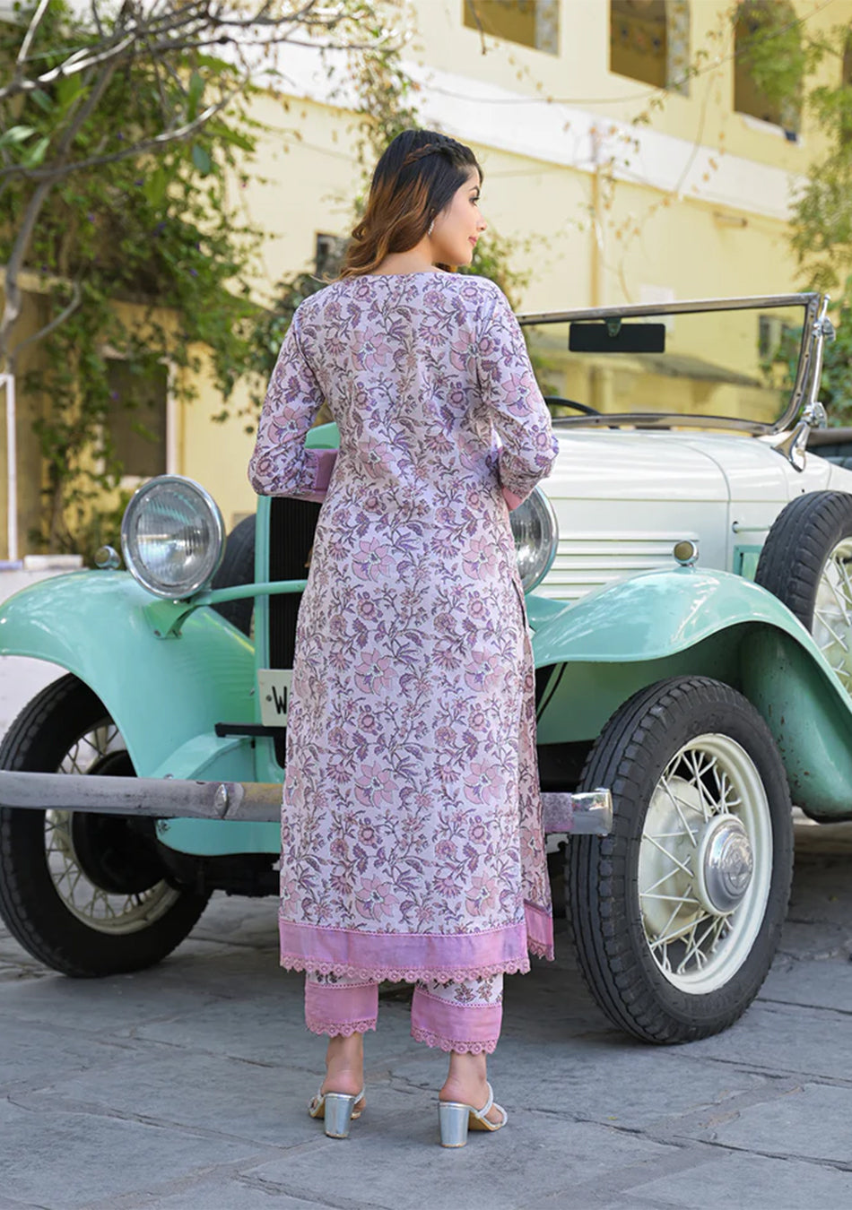 Light Purple Floral Printed kurta Pant with Dupatta