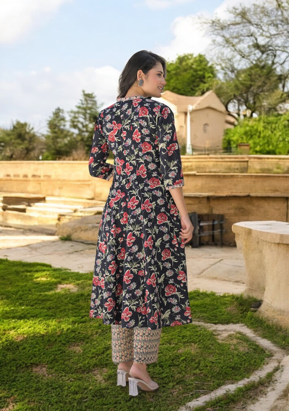 Twilight Rose Anarkali Set