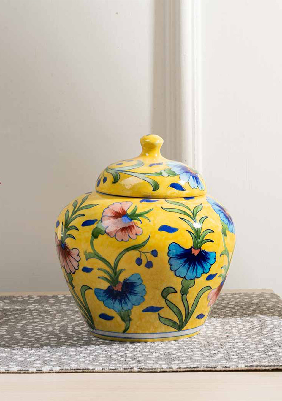 Blue Pottery Yellow Jar