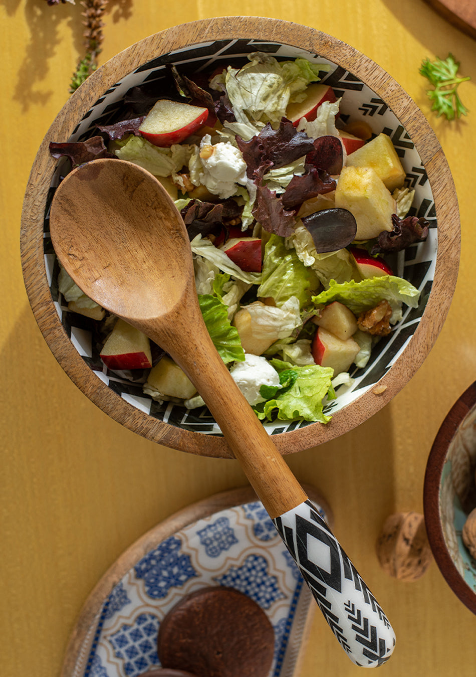 Zebra Salad Bowl with Serving Spoon