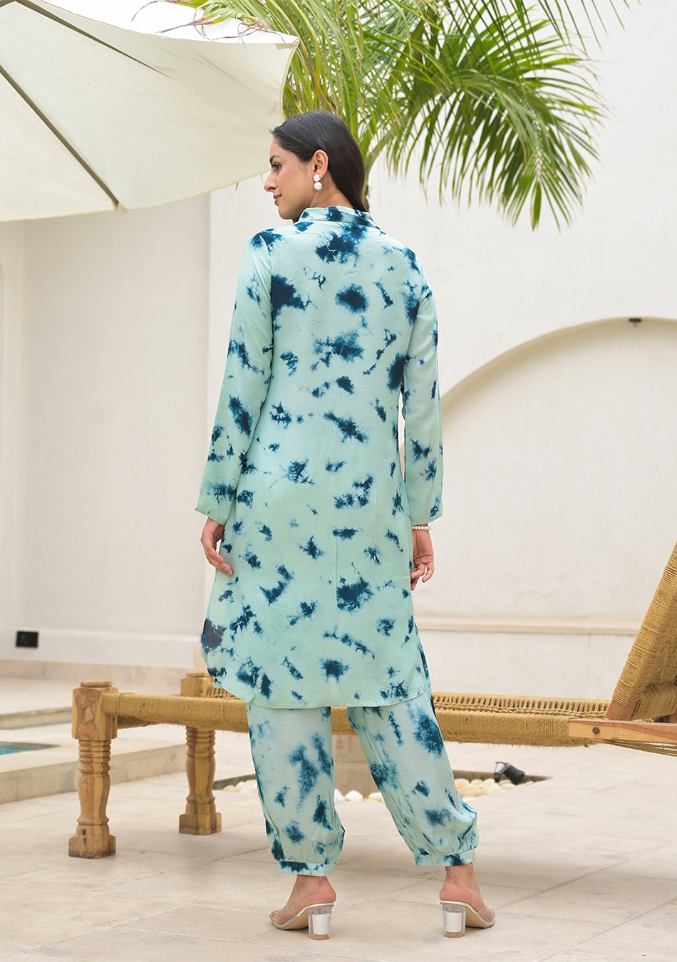 Tie Dye Green Muslin Co-ord Set for Women