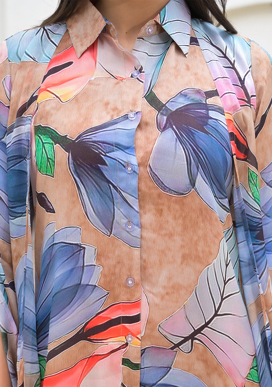 Blue Multi Digital Printed Chinon Kaftan Dress