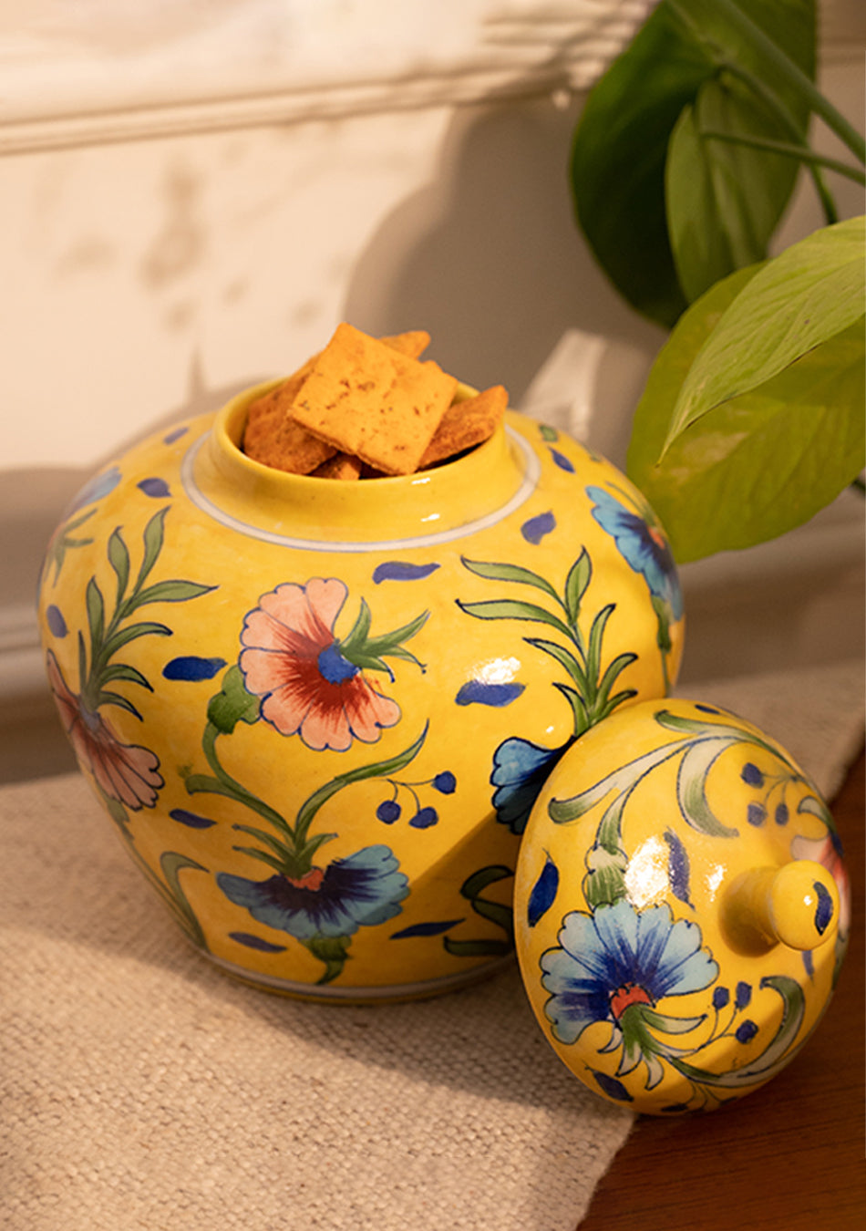 Blue Pottery Yellow Jar