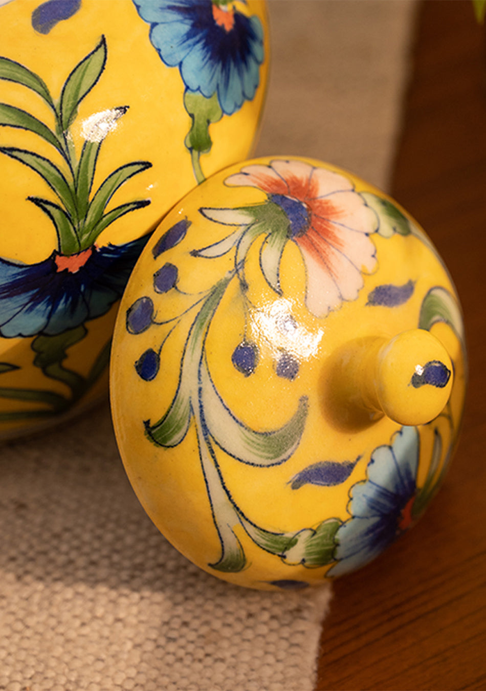 Blue Pottery Yellow Jar