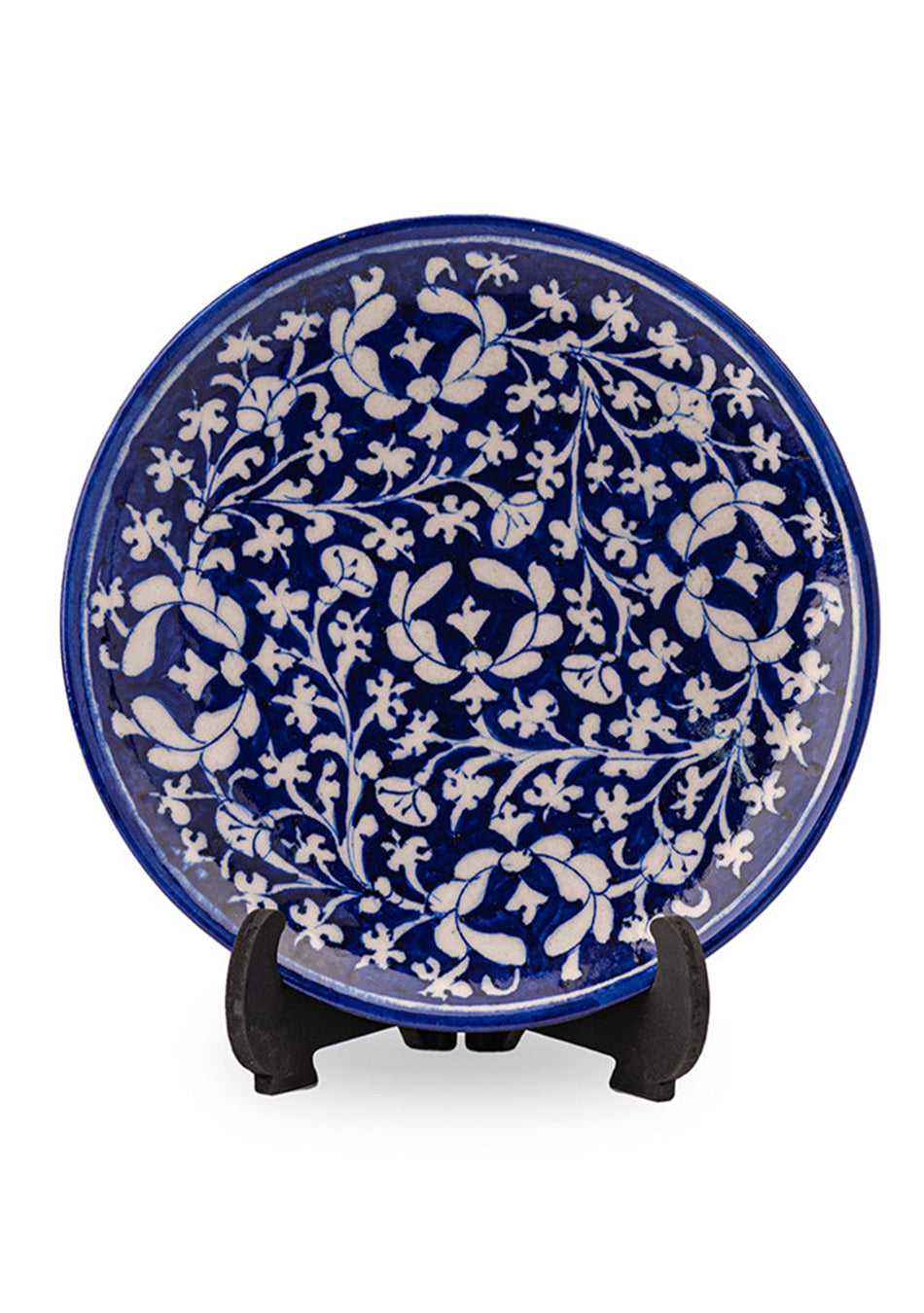 Leafy Pattern Hand Made Decorative Ceramic Blue Pottery Platter