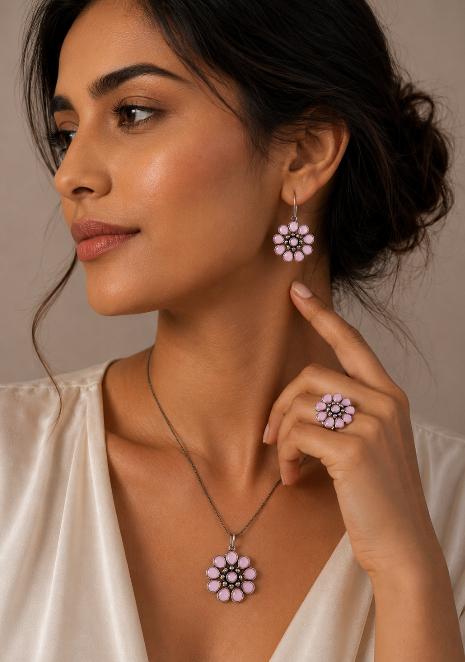 Pink  Blossom  Pendant Set
