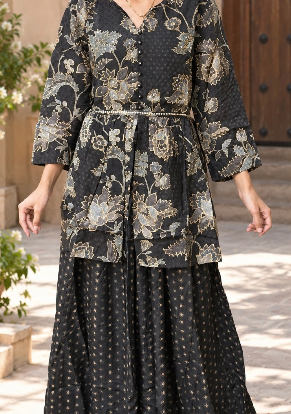 Aravalii Black Noor Adaa Work Sharara Set