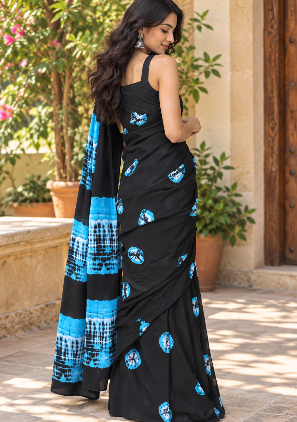 Aravalii Blue Tide Hand Block Cotton Saree