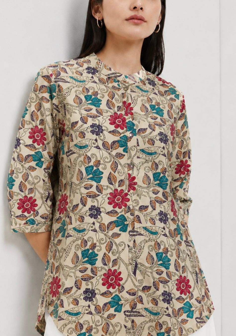 Aravalii Beige Floral Whimsy Top