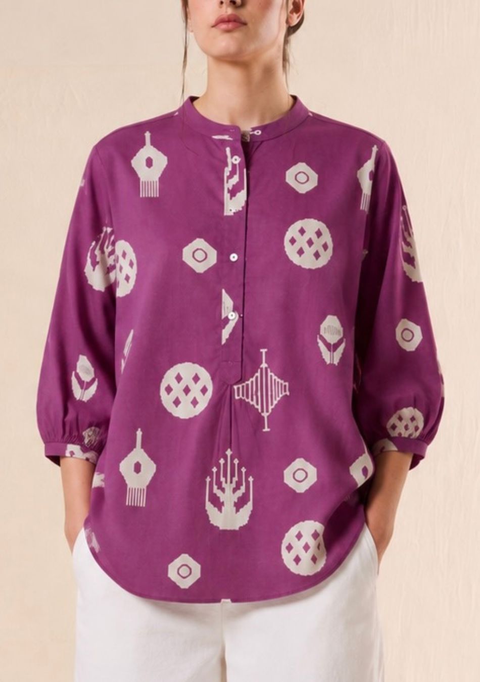 Aravalii Violet Loom Abstract Top