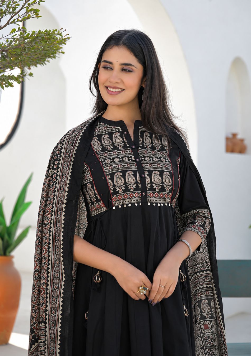 Aravalii Noir Paisley Heritage Anarkali Set