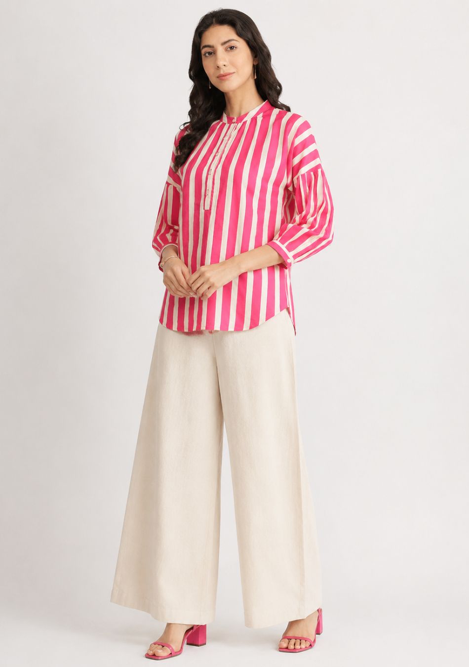 Candy Stripe Puff Sleeve Shirt