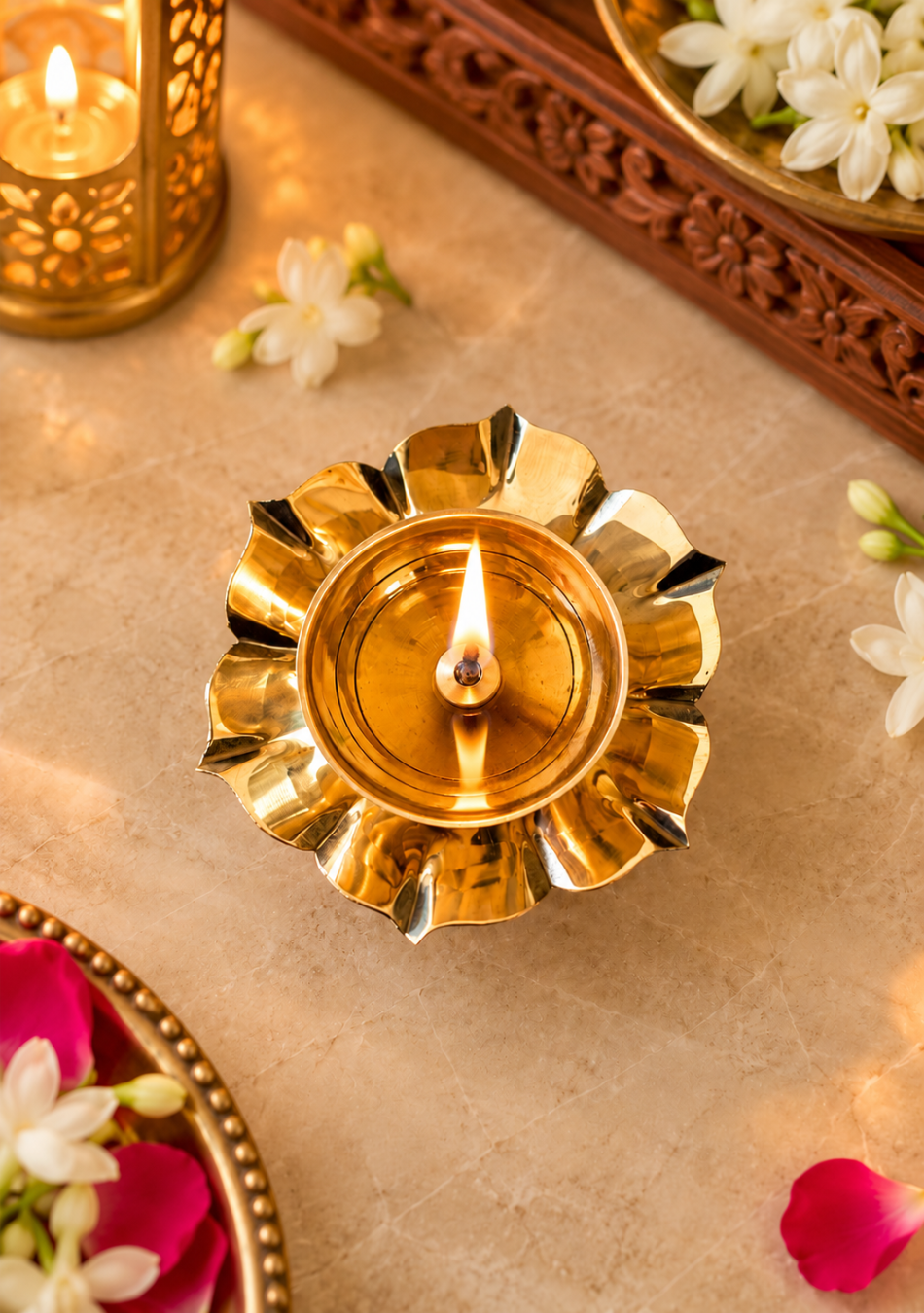 Brass Lush Lotus Diya