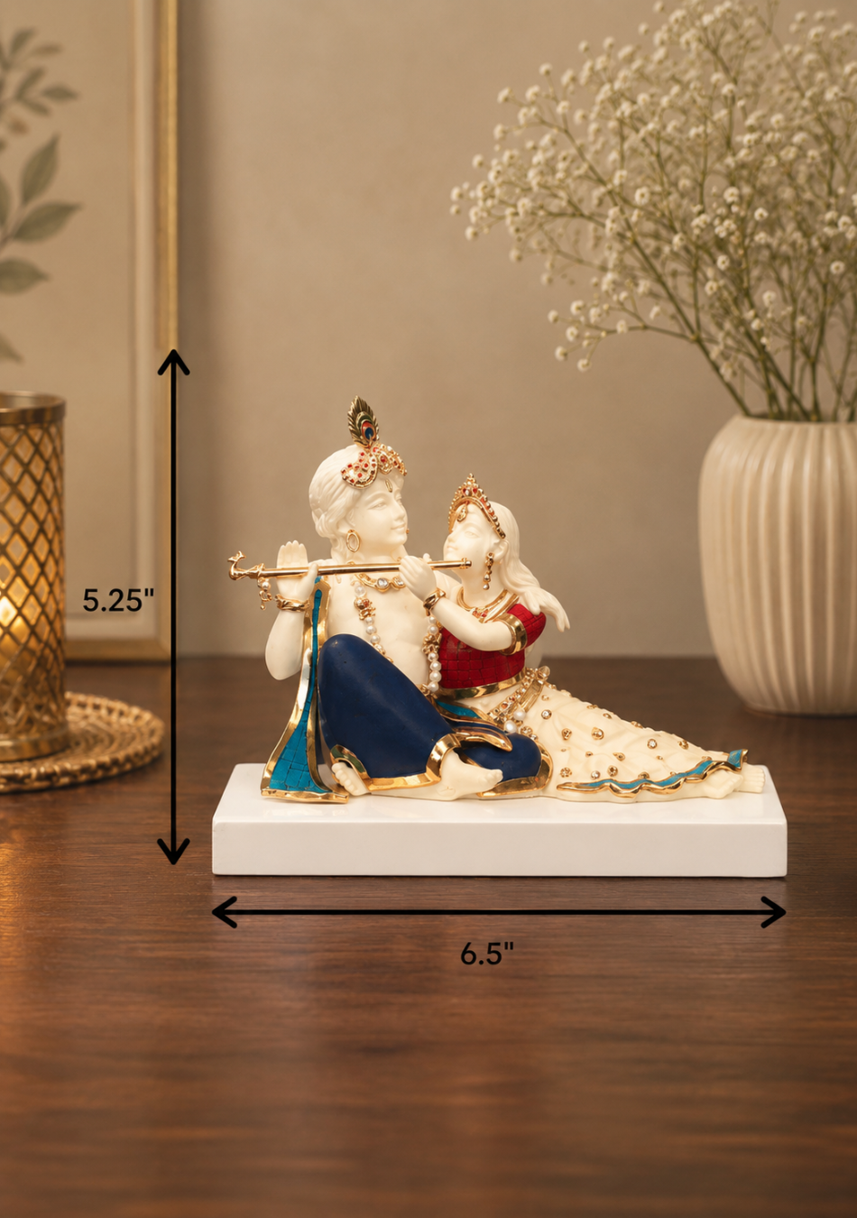 Aravalii Stone Inlay Radha Krishna Figurine