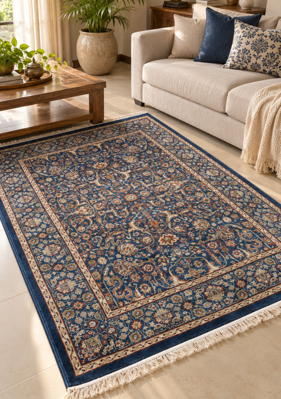 Aravalii Royal Blue Persian Blend Carpet