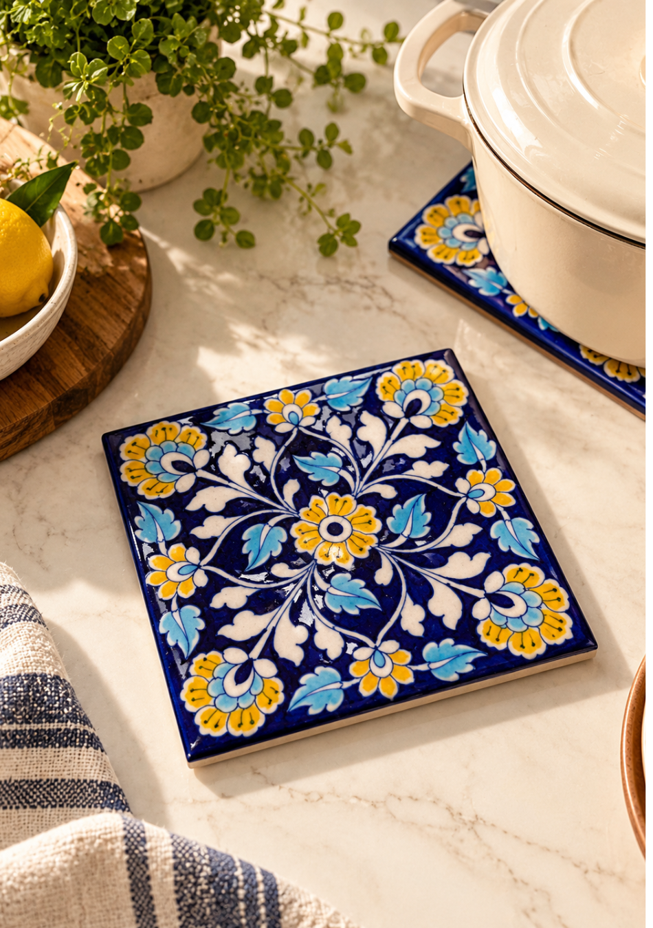 Aravalii Indigo Garden Square Trivet