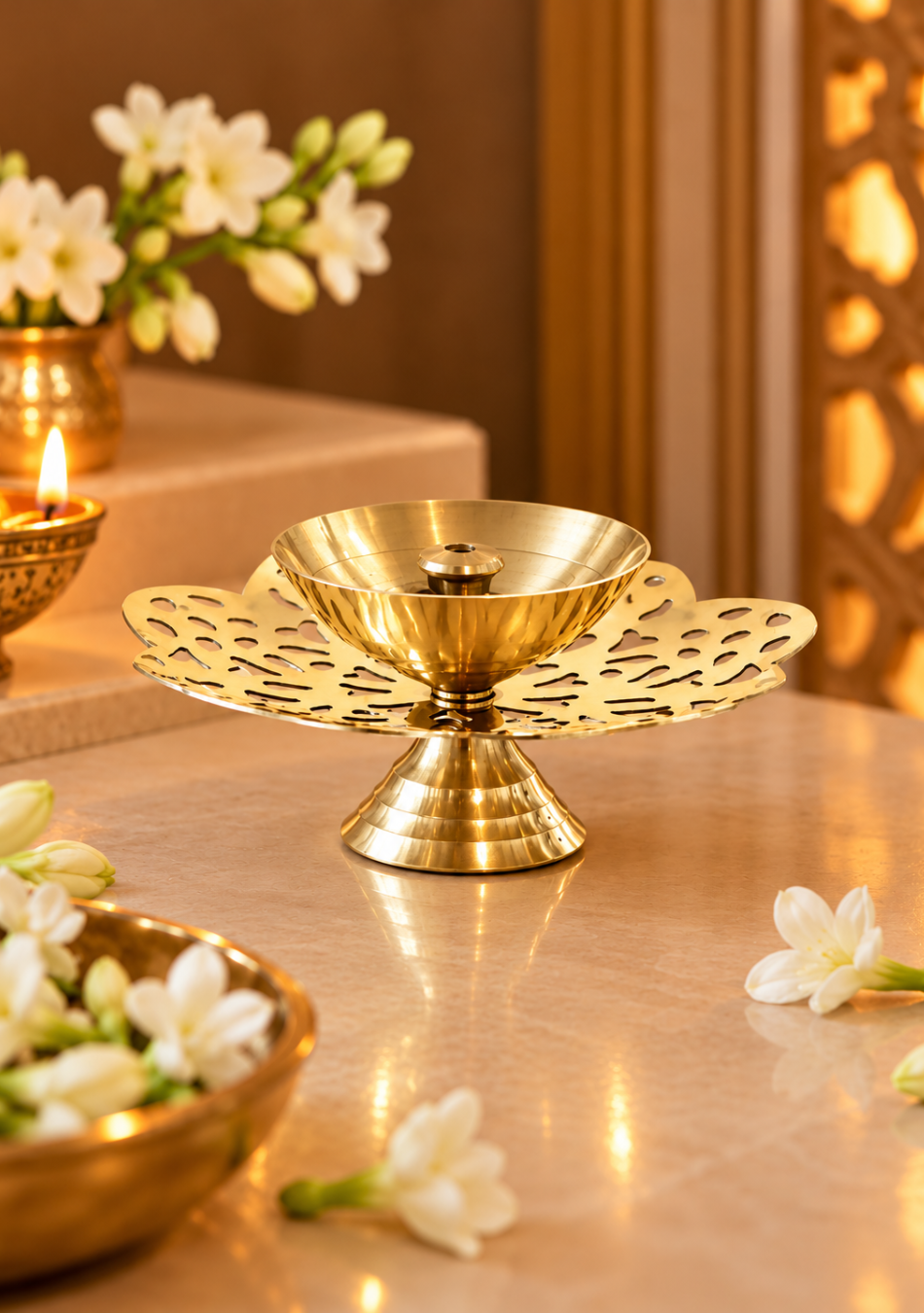Brass lotus Diya