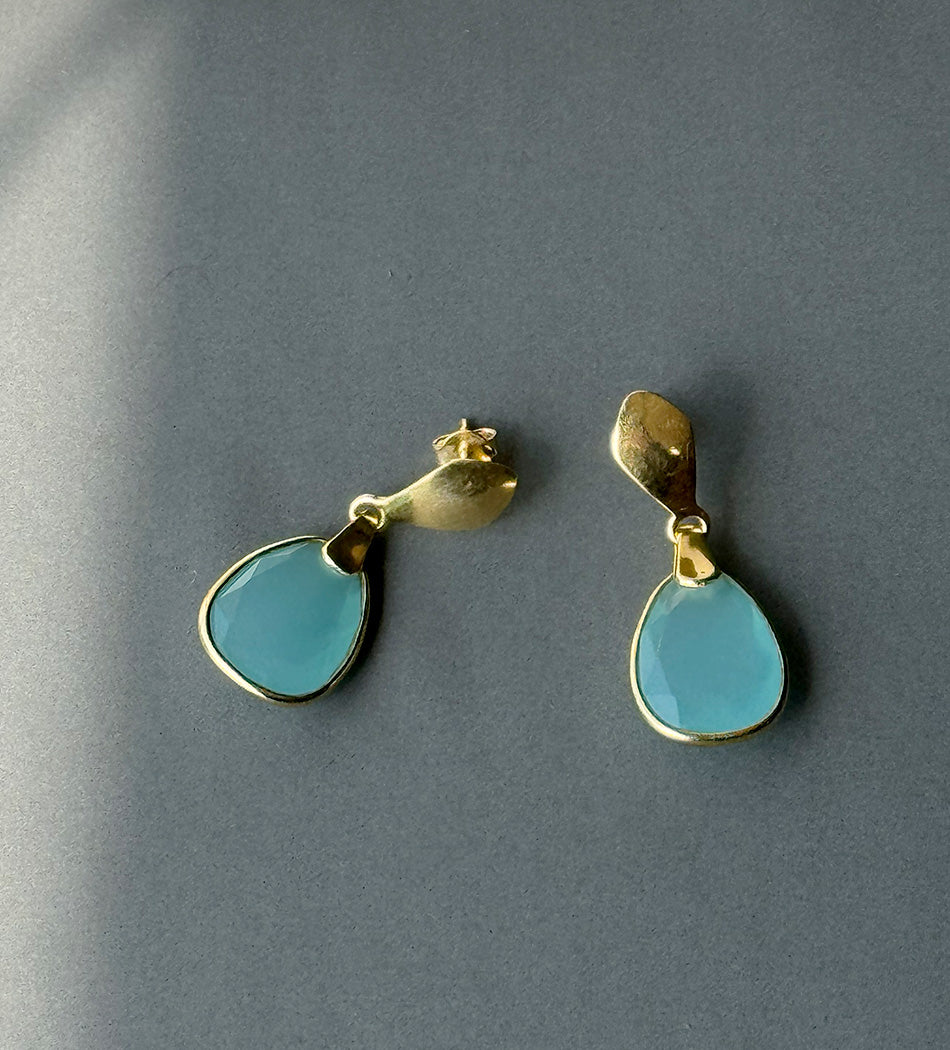 AQUA CHALCEDONY SOLID EARRINGS