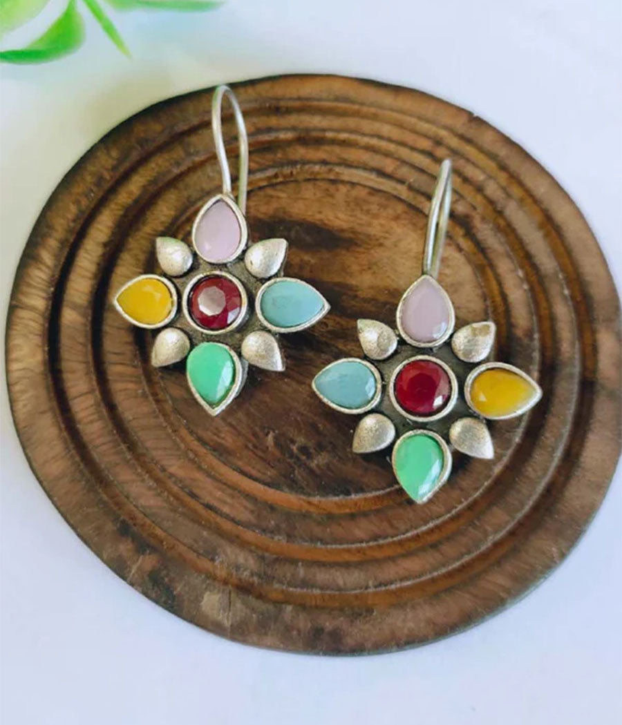 Rainbow Petal Hook Earrings