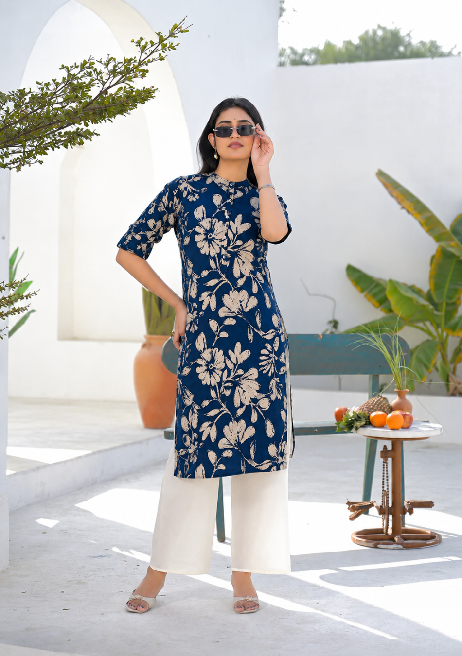 Midnight Bloom  Kurta