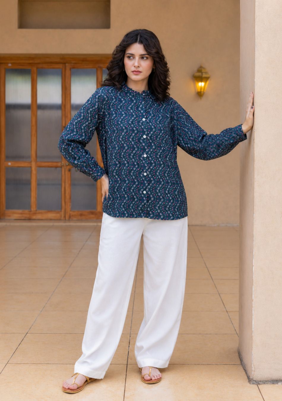 The Azure Bloom Zig-Zag Top