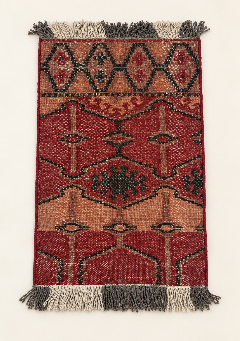 Aravalii Burgundy Tribal Geometric Handwoven Rug