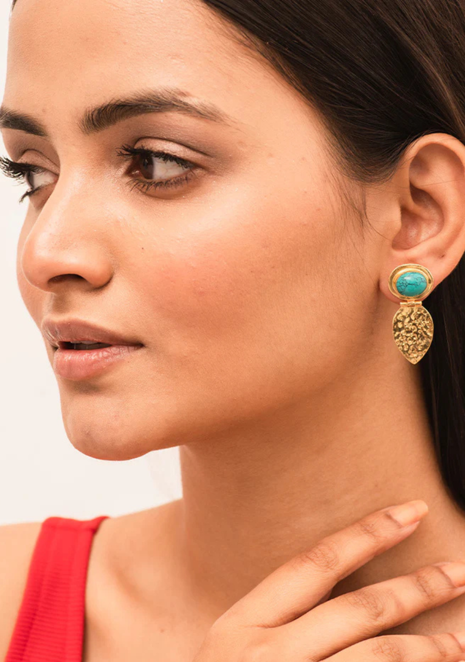 Turquoise Eye Gold Plated Earrings