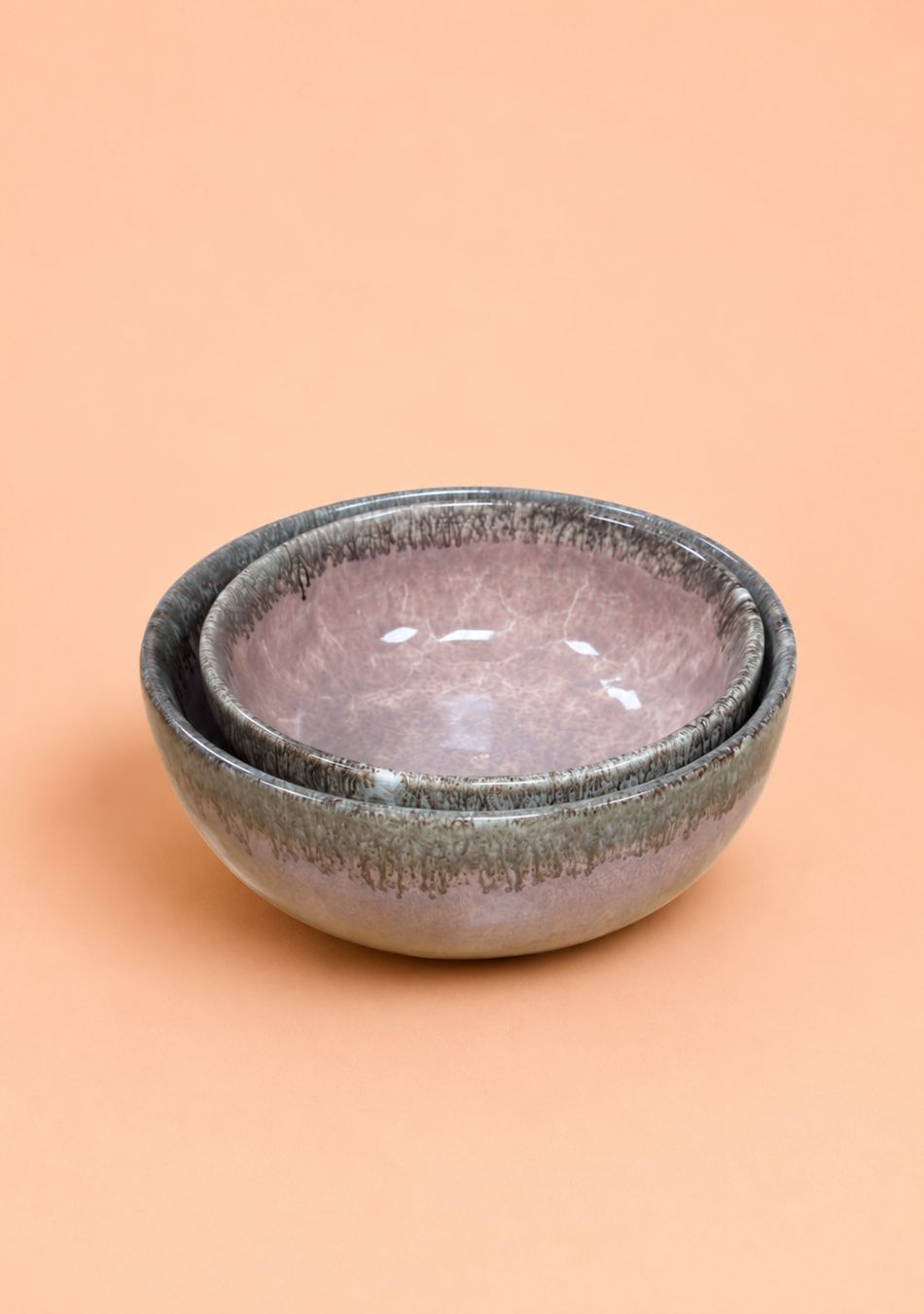 Peachy Sunset Slight Serving Bowls - Set Of 2