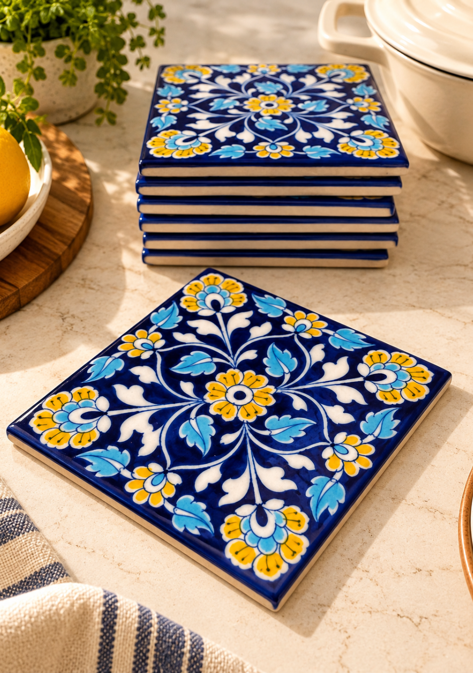 Aravalii Indigo Garden Square Trivet
