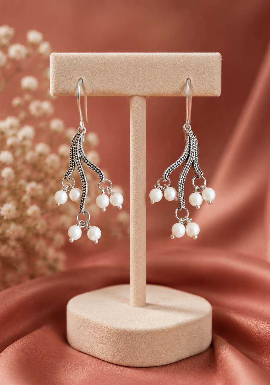 Trinity Pearl Hook Earrings
