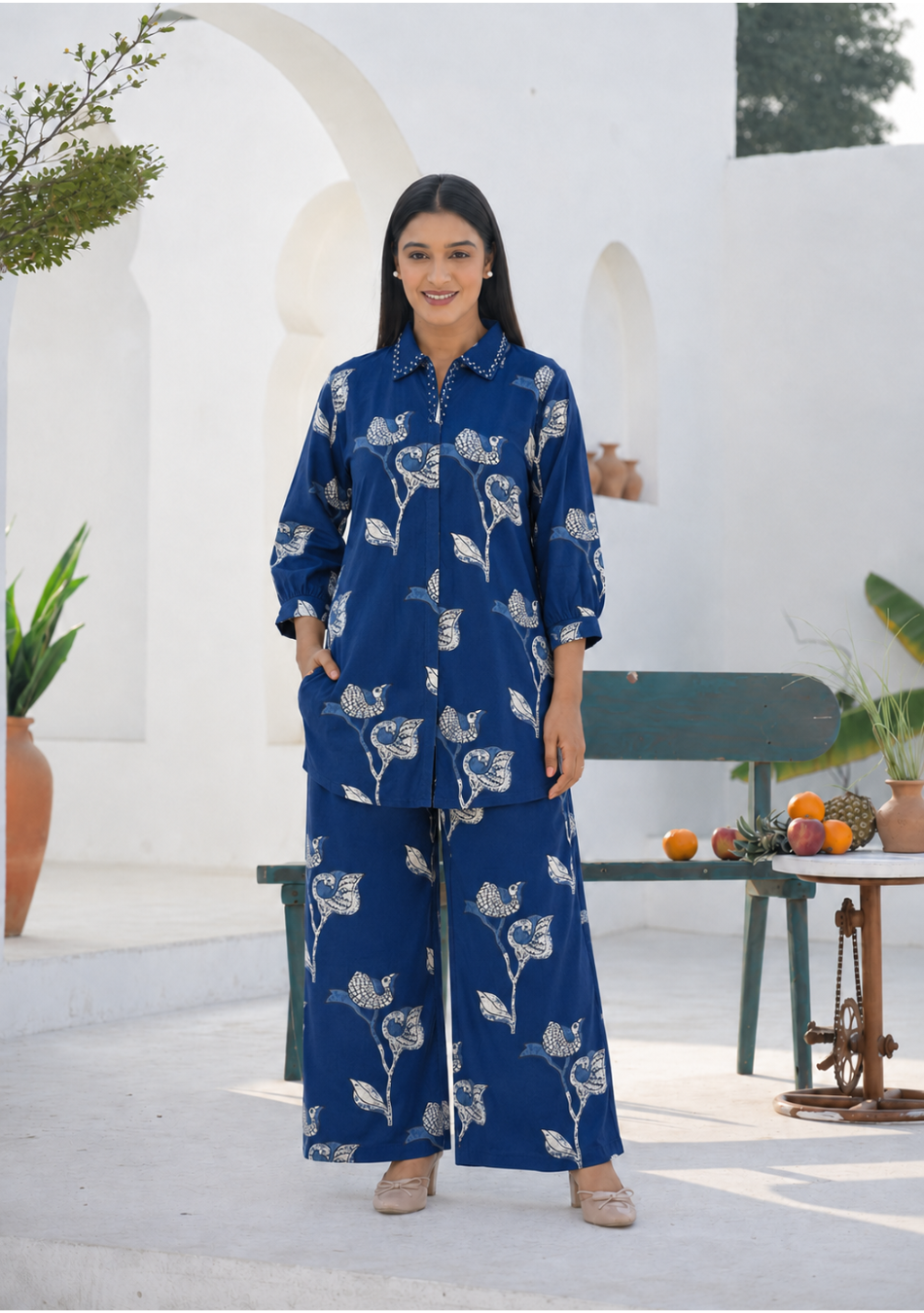 Indigo Peacock Co-ord Set
