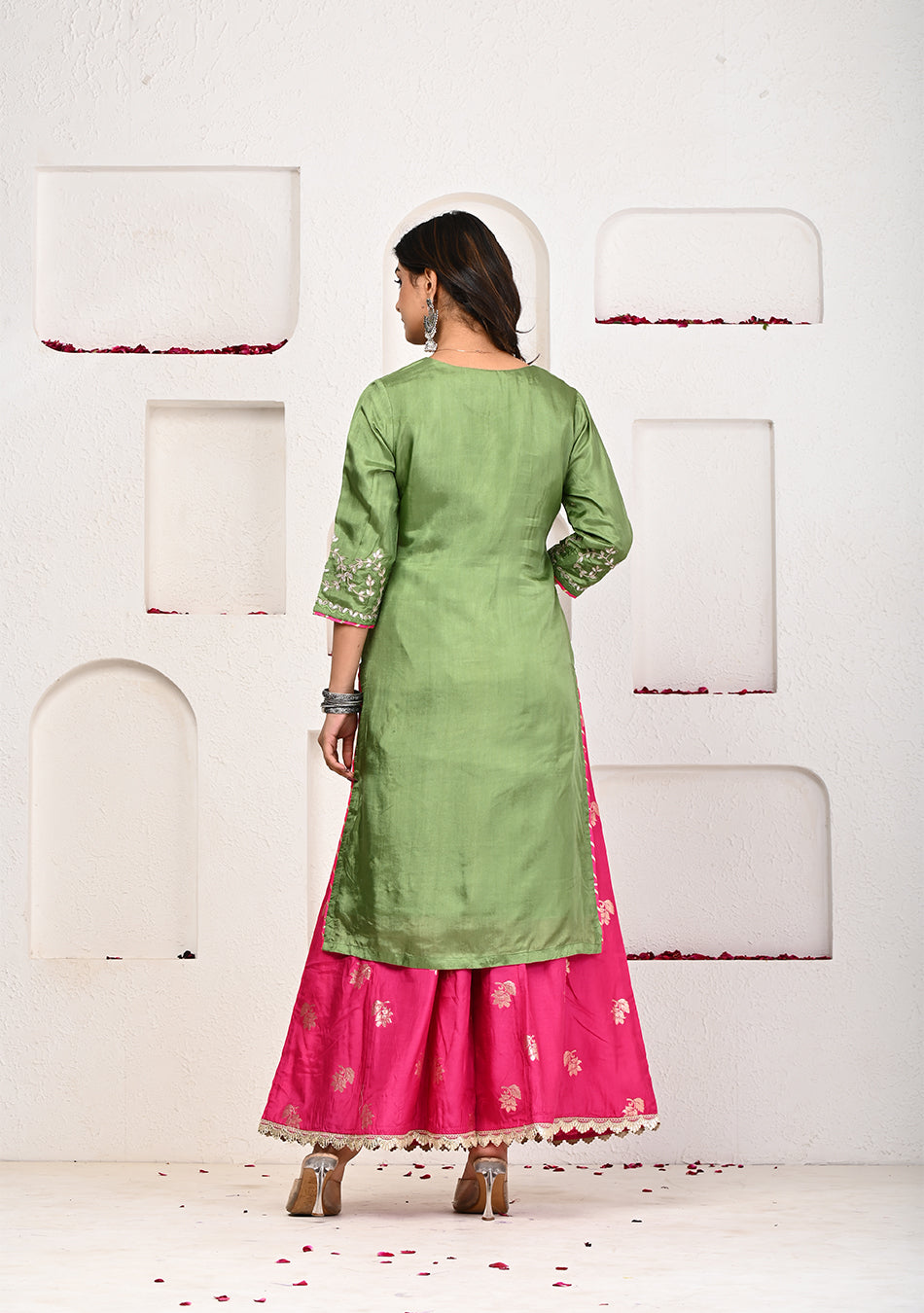 Olive and Magenta Palazzo Set