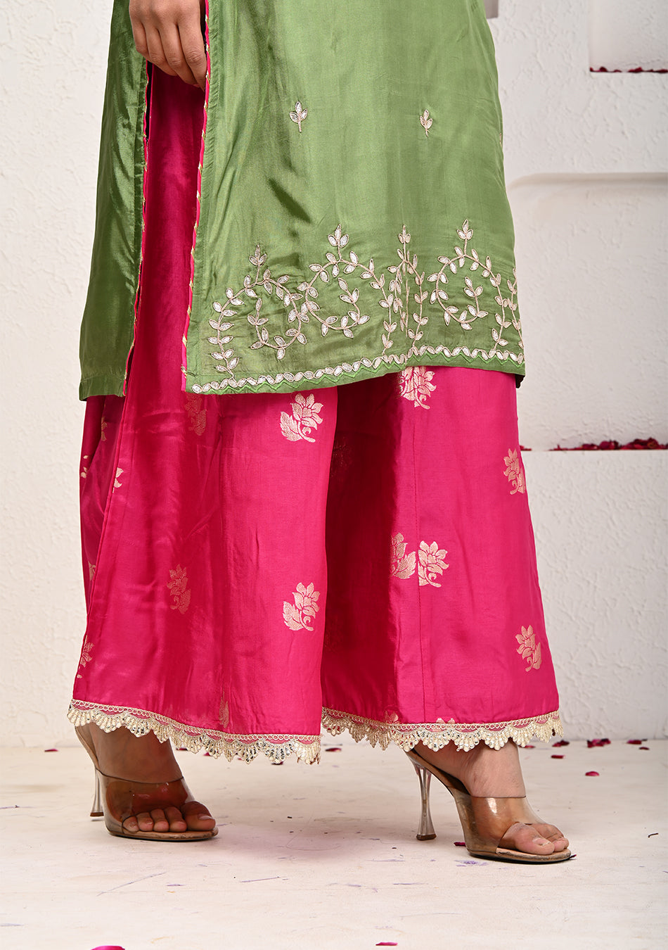 Olive and Magenta Palazzo Set