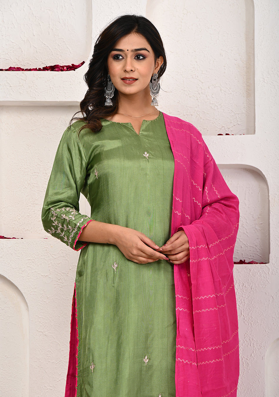 Olive and Magenta Palazzo Set