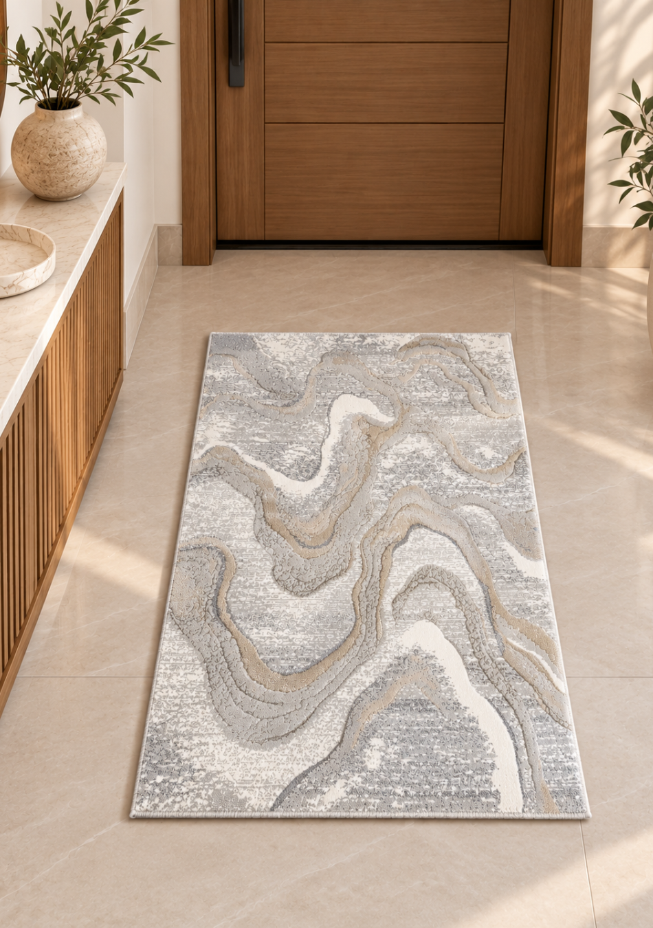 Aravalii Ivory Mist Abstract Carpet