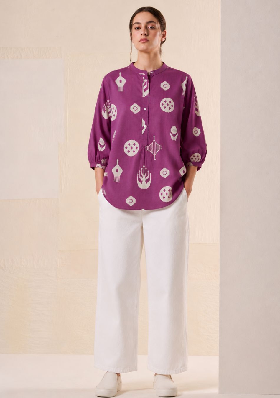Aravalii Violet Loom Abstract Top