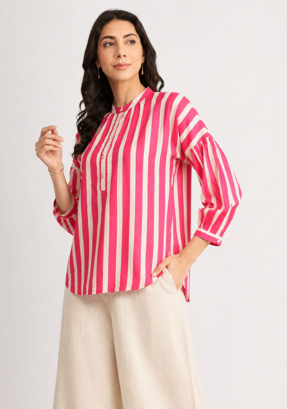 Candy Stripe Puff Sleeve Shirt