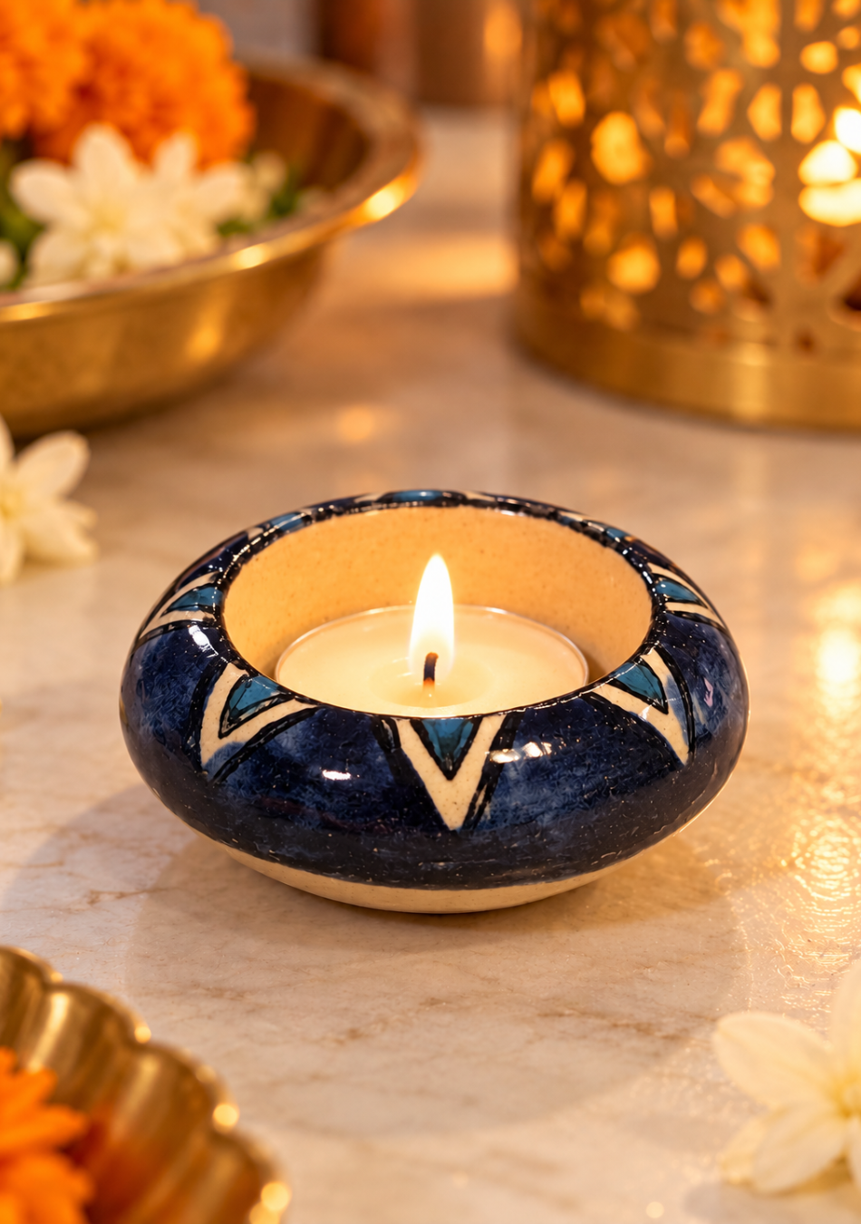Aravalii Indigo Aura Handcrafted Diya Set of 6