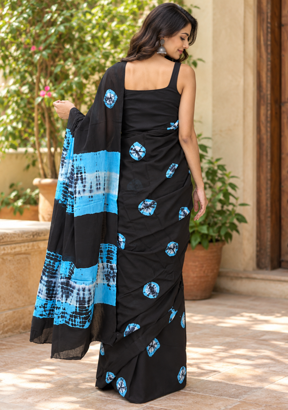 Aravalii Blue Tide Hand Block Cotton Saree