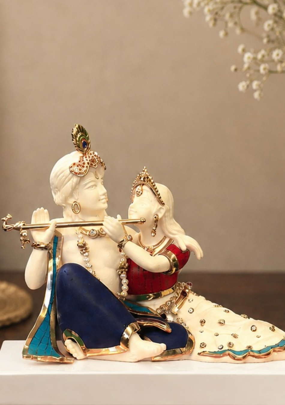 Aravalii Stone Inlay Radha Krishna Figurine