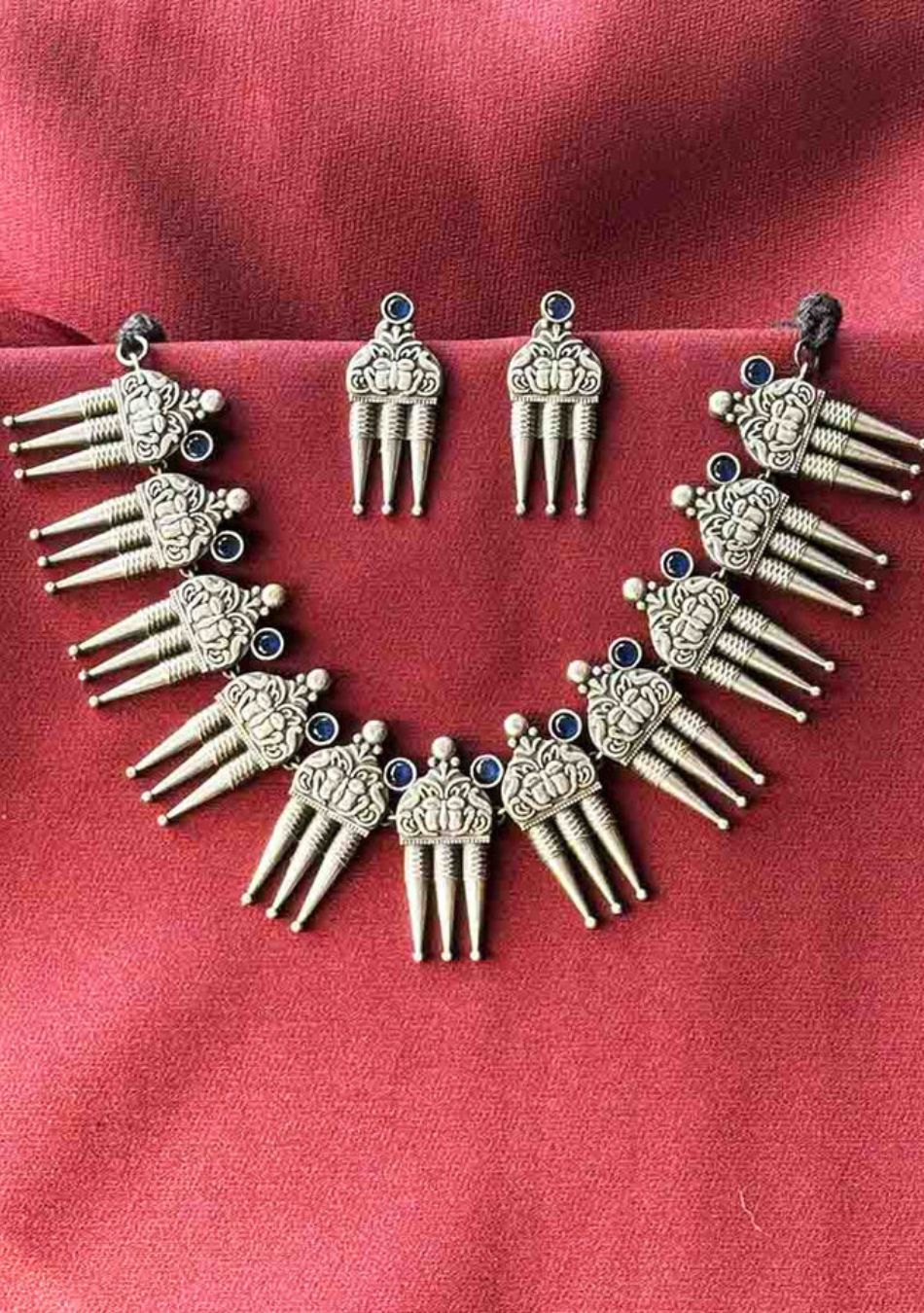 Azure Trio Antique Necklace and Earring Set