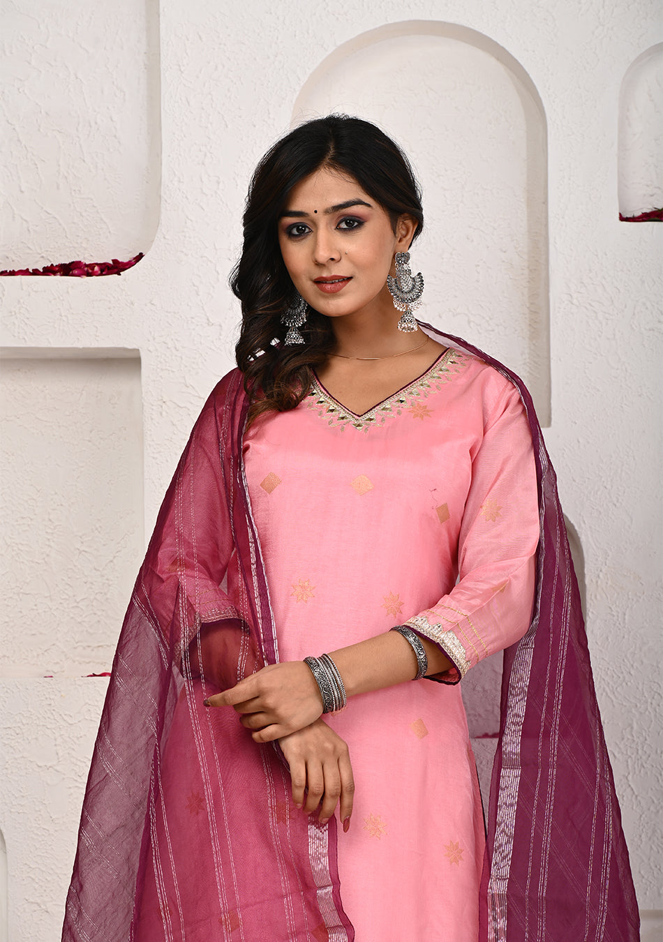 Blush Pink Suit Set with Dupatta